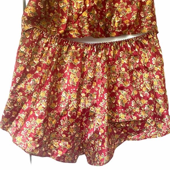 Cacique Red Floral Lingerie Tank and Shorts Set - Picture 6 of 7
